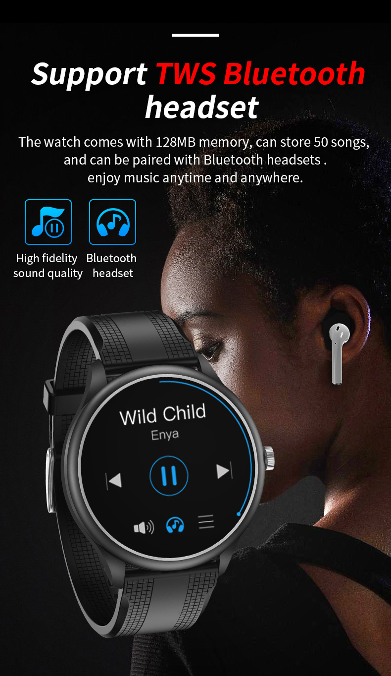 1.28 Inch Round Touch Screen ECG Smart Watch Wifi Music Control