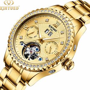 Quality KINYUED Luxury Watch Brands Custom Water Resistant 3ATM Stainless Steel Men Watch wholesale