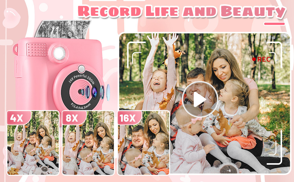 Children Sticker Mini Inkless Printer Instant Camera Portable 57X25mm