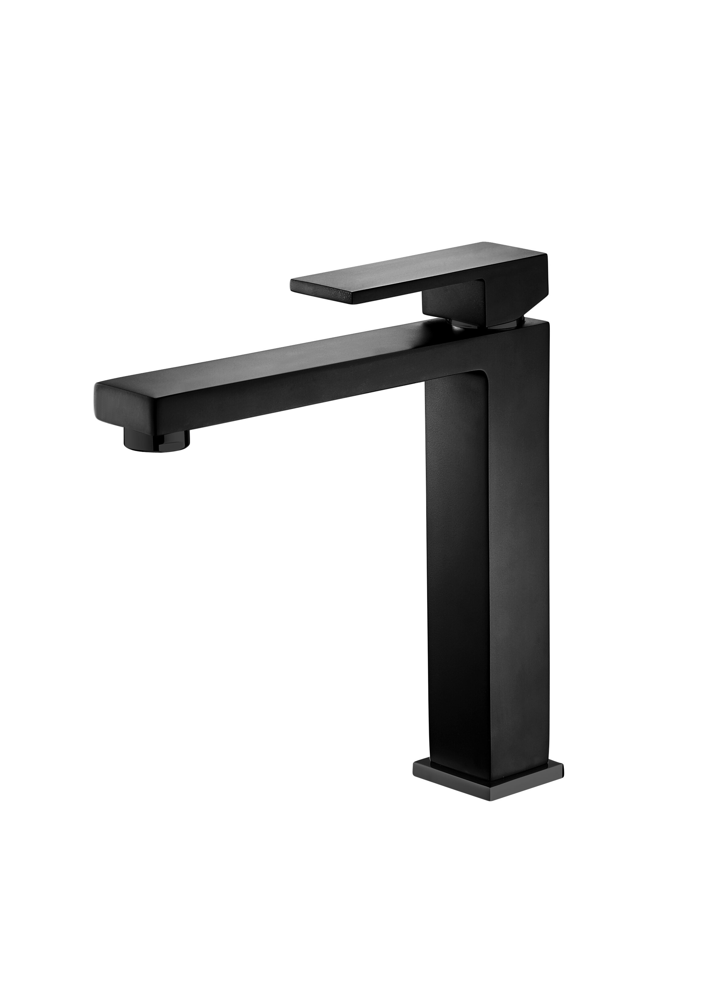 Deck Mount Matte Black Vessel Sink Faucet Tall Body Restroom Water Faucet