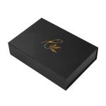 Custom Black Matte Stamped Gold Logo Magnetic Gift Jewelry Paper Box With Foam