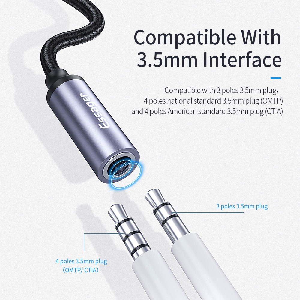E01 USB Type-C To 3.5MM Female Earphone Digital Audio Jack Adapter for Type-C Devices