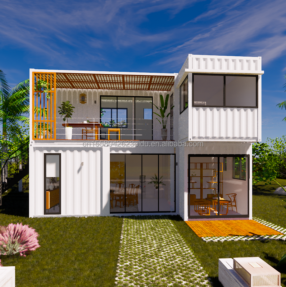 Customized Color 20ft Flat Pack Living Steel Frame Modular Home Prefab Sandwich Panel Shipping 3 Bedroom Container House
