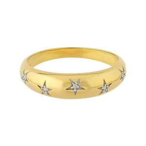 Quality Dainty Domed Rings 14k 18k Gold Chunky Star Set Diamond Band Ring for Stylish Outfits wholesale