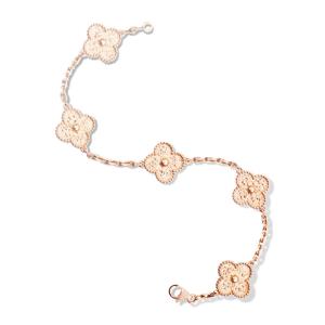 Quality VCA 5 Flower Bracelet Vintage Alhambra bracelet 5 motifs bracelet 18K pink gold wholesale