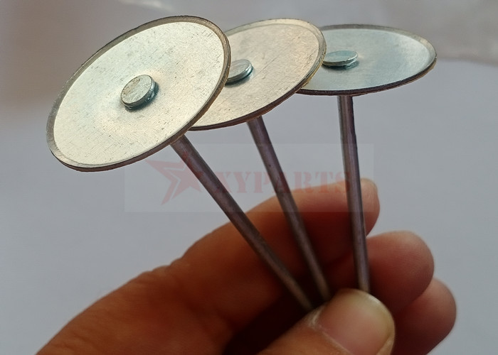 Galvanized Steel Cup Head Capacitor Discharge Weld Pins 3" With Paper Insulating Washers Attached