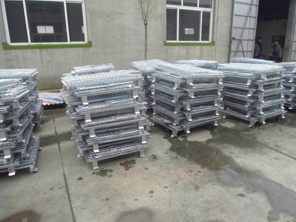 Wire Mesh Box Container Heavy Duty Storage Cage With Caster Zinc Surface