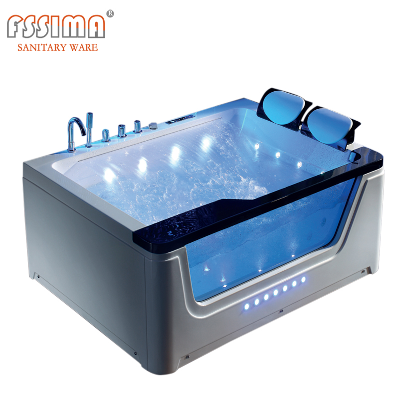 1700mm 66in Freestanding Jetted Bathtub Small Waterfall Spa Whirlpool