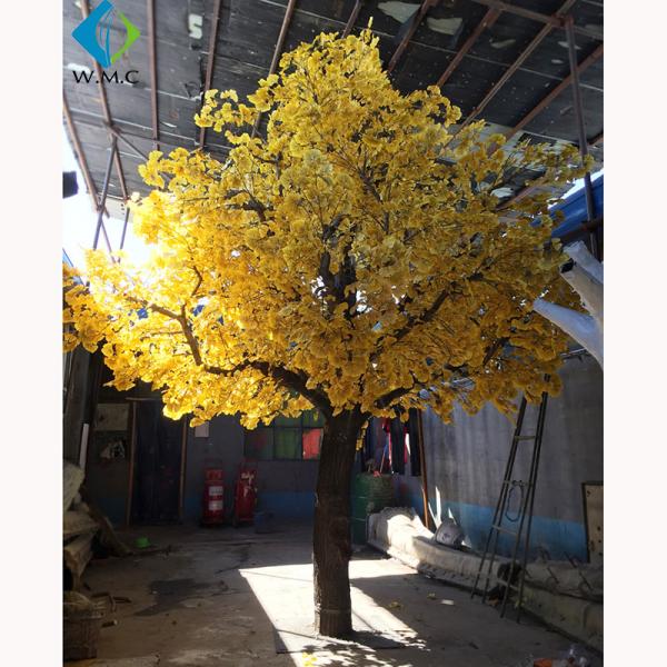 Faux Indoor Ginkgo Tree , Fiberglass Trunk Autumn Gold Ginkgo 5-10 Years Life