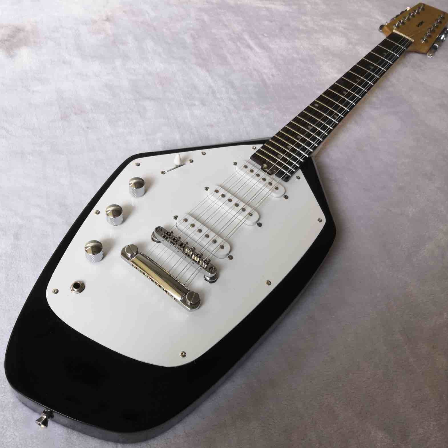 Left Hand Irregular 12 Strings Electric Guitar in Black Mahogany Body Neck Back Sides Free Shipping