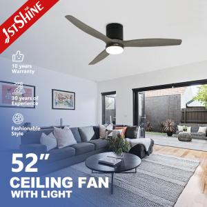 Quality Decorative Solid Wood Flush Mount Ceiling Fan With LED Light 5 Speed Remote Control wholesale