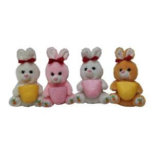 Quality 0.16M 6.3inch Easter Plush Toy Bunny Rabbit Stuffed Animal Holding Basket wholesale