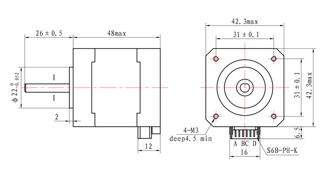 【42SHD0440】NEMA 17 CNC Kit 1.8 Degree Steppe Motor with 400mN.m Torque 12V DC 42x48mm Size