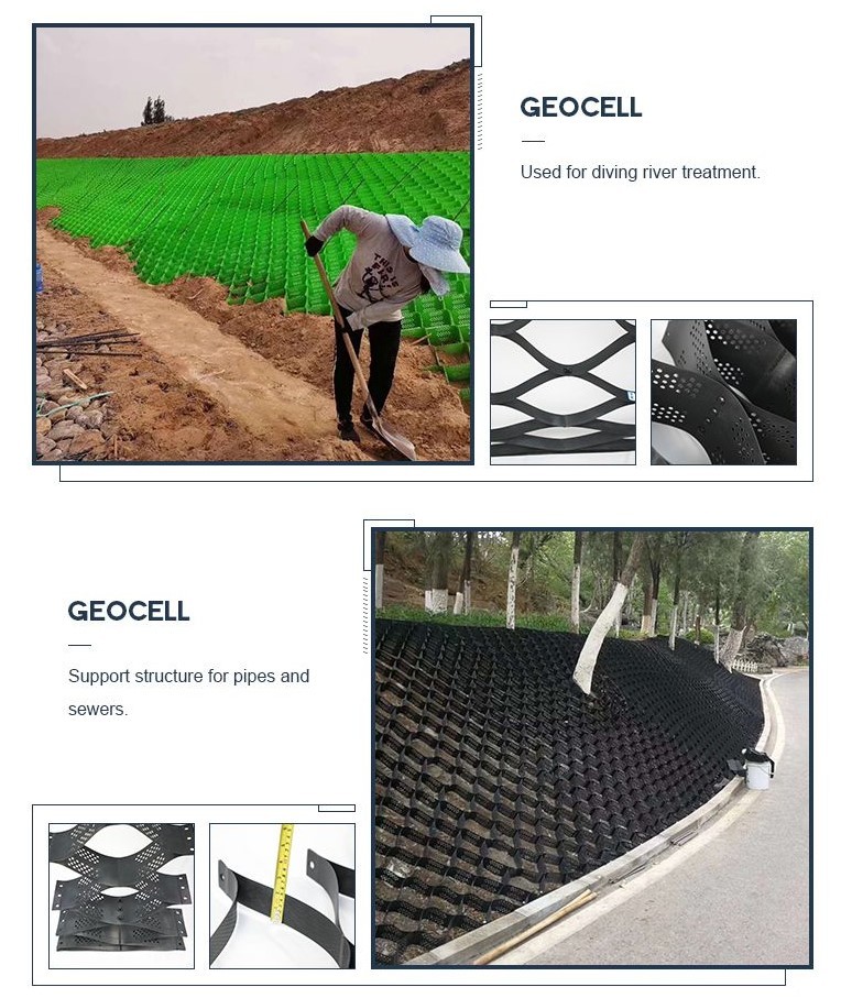 75mm Textured Perforated HDPE Geocell Cellweb System Grid