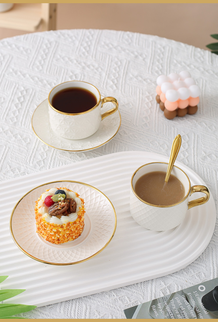 Packaged in Box Luxury White Tea Set with Elegant Bamboo Mugs and Modern Ceramic Cups
