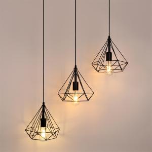 Quality Retro industrial geometric pendant lights iron indoor lighting restaurant coffer black pendant light(WH-VP-61) wholesale