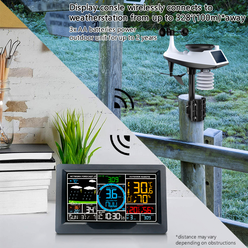 Indoor Outdoor Weather Station Wireless With Humidity Temperature Barometer Receiver