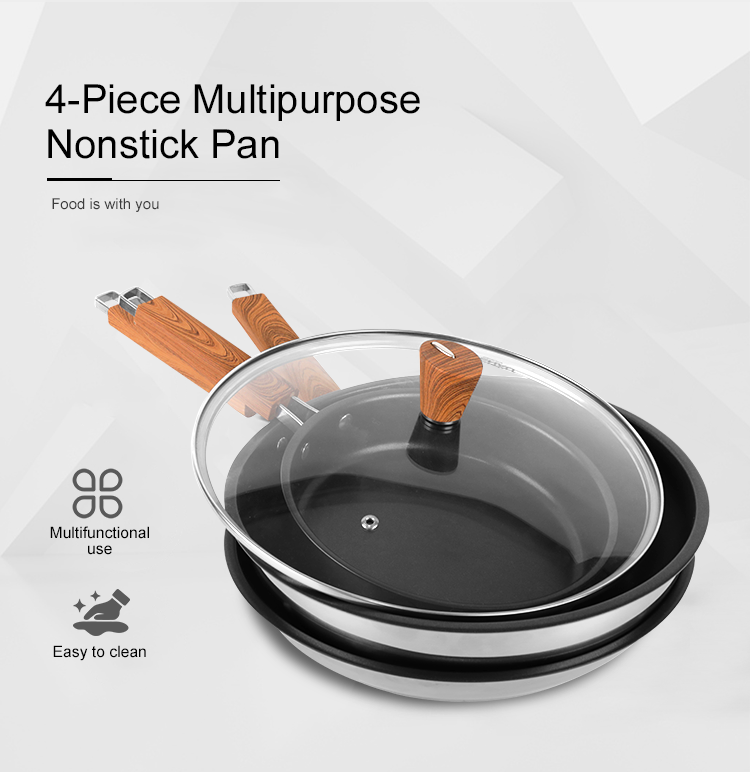 Hot Sale 4 Piece Kitchen Non Stick Cooking Pan Set Stainless Steel Pot Cooking Cookware Set