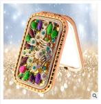 New creative promotion gift customed diamond logo peacock luxury pocket makeup