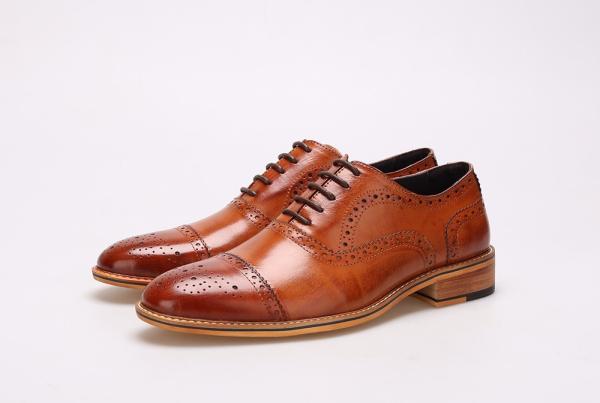 British Style handmade Men's Dress Shoes Genuine Leather Oxford Brogues Formal
