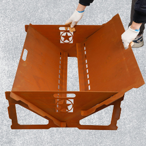Black Metal Fire Pit BBQ Stove Outdoor Bonfire Weathering Steel Wood Burning Fireplace