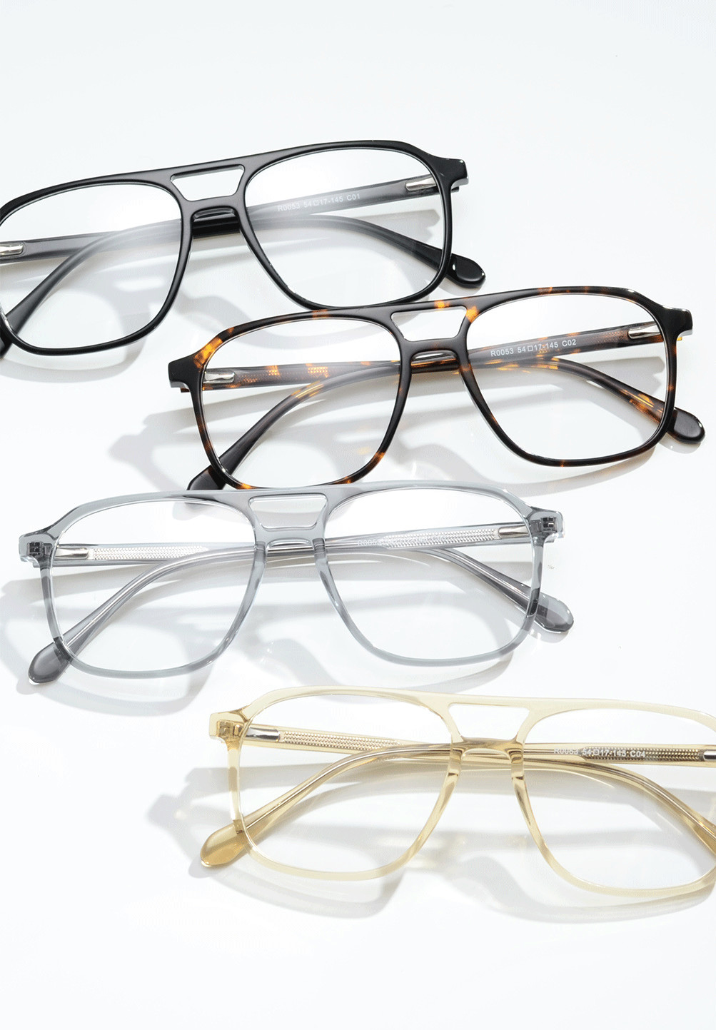 4 Colors Acetate Frame Optical Glasses Large Square 20Pcs Non Prescription