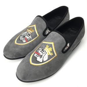 Quality Custom Mens Velvet Loafers Full Grain Leather Insole Material Hand Painted Pattern wholesale