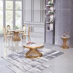 Living Room Round SS Steel Furniture Dining Table With Marble Top