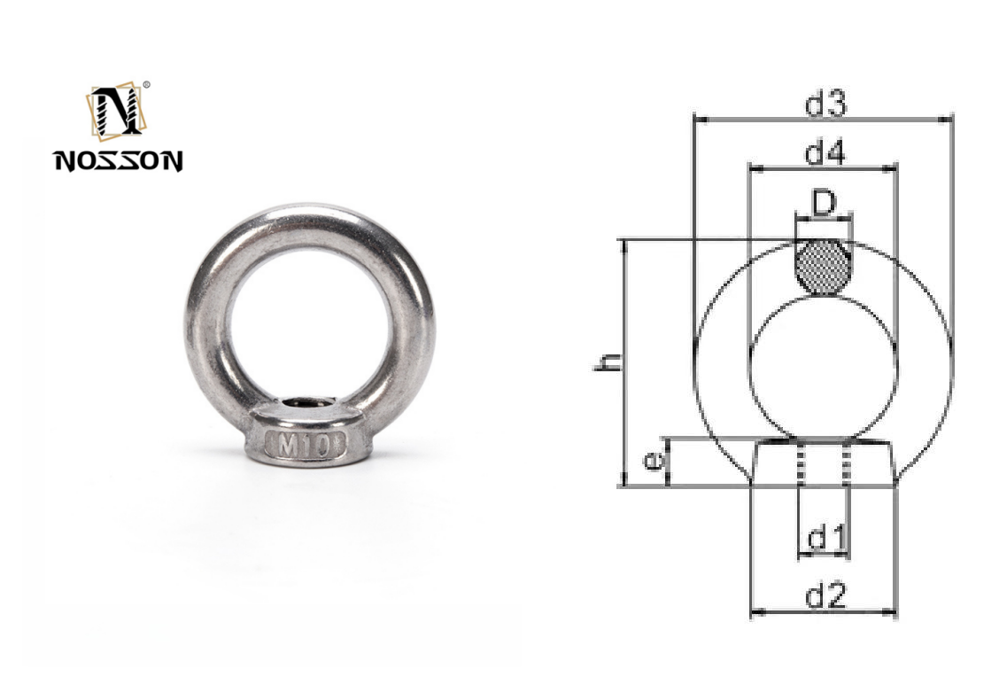 Galvanized Grade A4-80 M16 M6 M8 M10 5/8 SS Stainless Steel Oval Eye Nut for Lifting Japanese Type DIN582 Round Rings Nuts