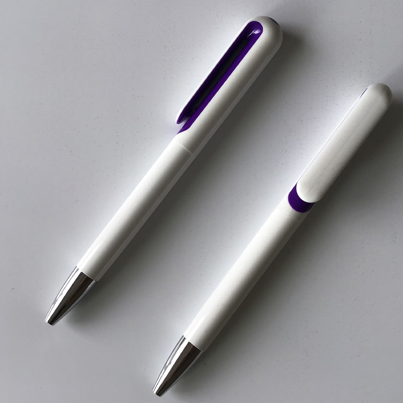 New design white color twist promotion plastic pen with customized printing LOGO