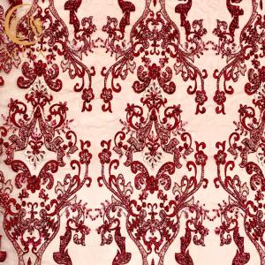 Quality Shining Sequins Wedding Dress Lace Fabric 3D Heavy Beaded wholesale