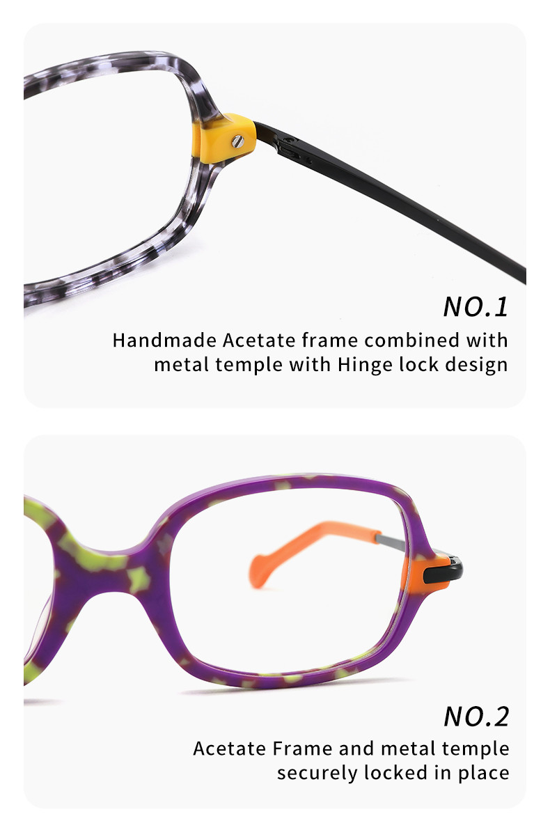 Children'S Optical Round Acetate Glasses Non Prescription Lens Width 45mm