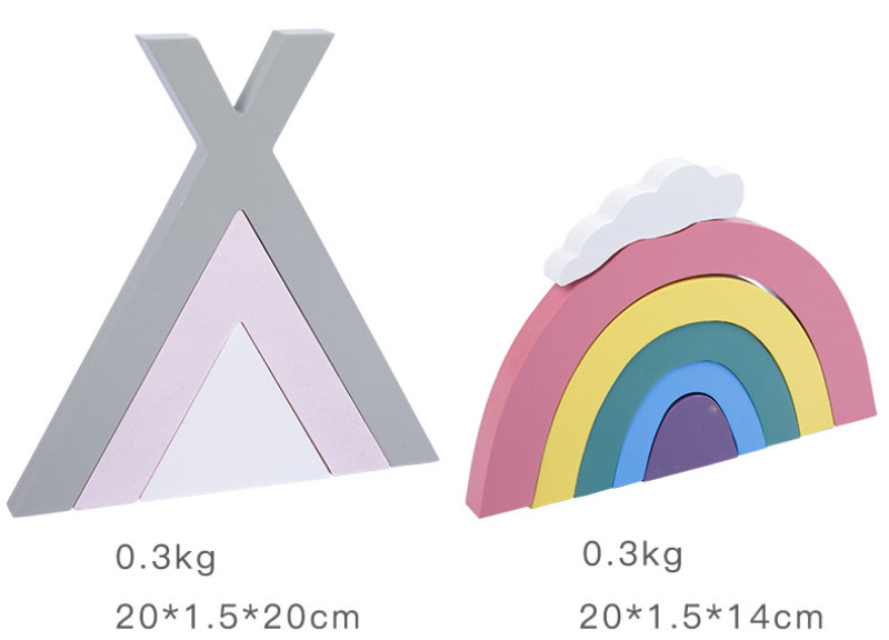 Non Toxic 22cm Rainbow Stacker Wood Montessori Creative Wood Toys