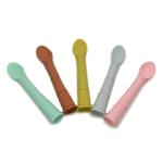 Soft Curved Bamboo Silicone LFGB Training Spoons For Toddlers