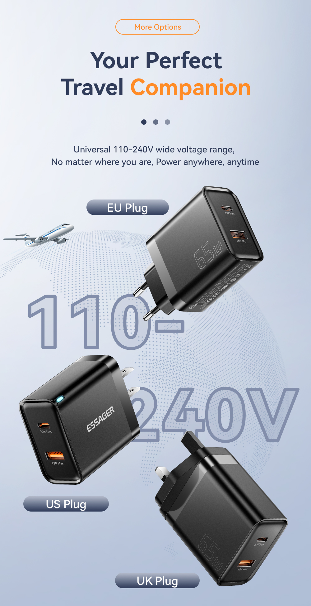 ESSAGER ES-CD43 Series 65W Phone Charger Best Portable Charger