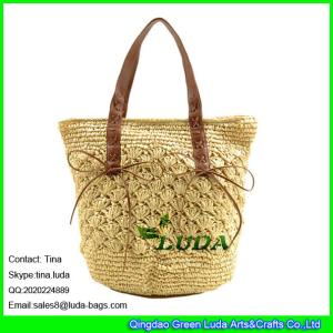 Quality LUDA hand knitting straw tote bag natural paper straw women bag wholesale