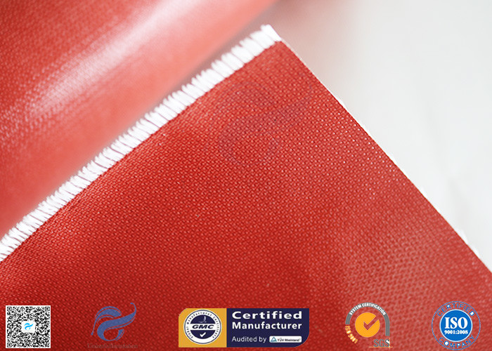 80g Single Side Silicone Coated Fiberglass Fabric Red Color Non - Flammable E-Glass Fiber
