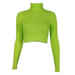 Turtleneck Navel Tops Women's Long Sleeve Crop Top