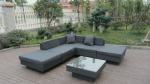 Modern Black Outdoor Rattan Sofa Set For Bar / Cafe / Balcony