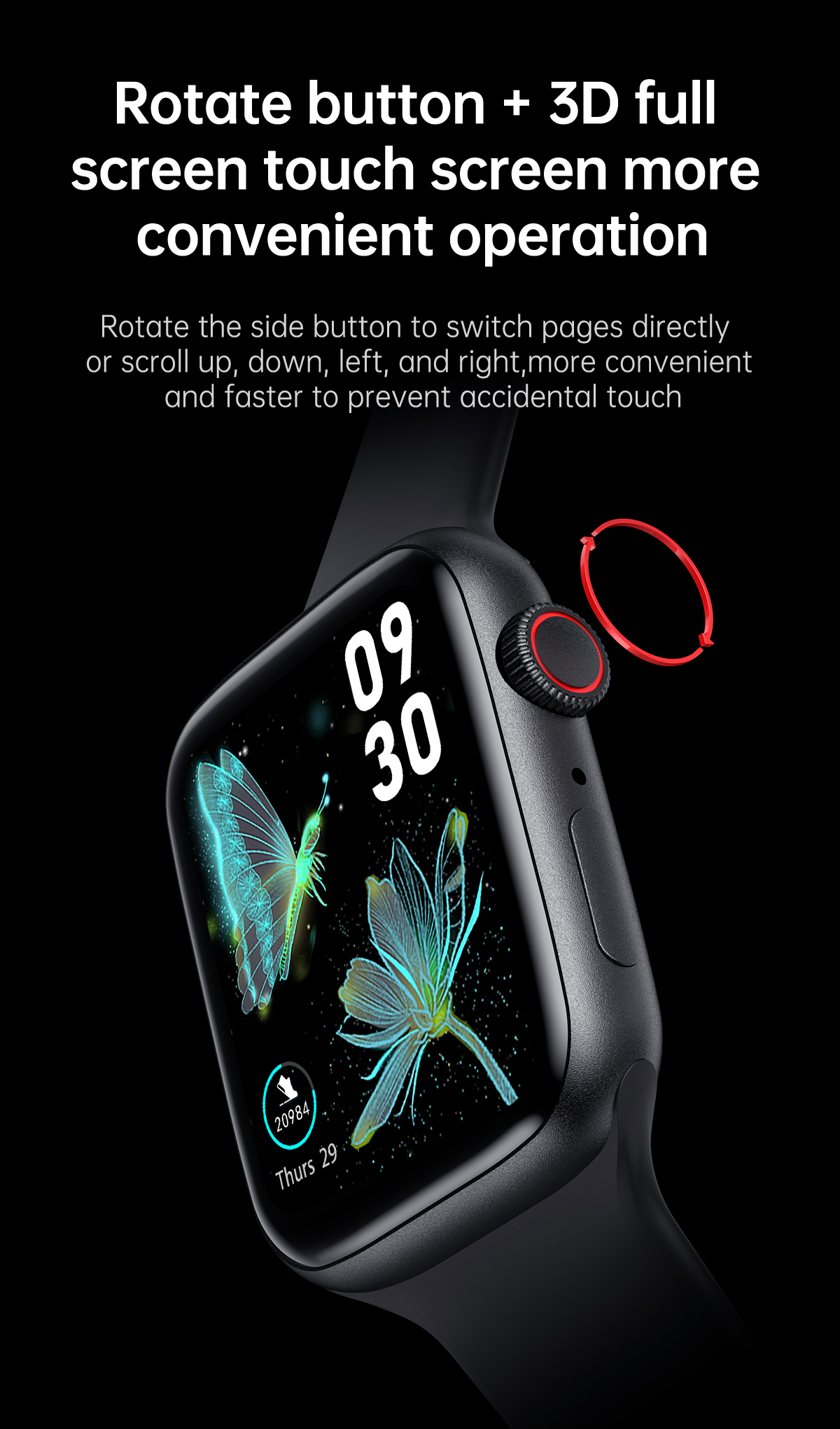 MTK2502C HD TFT 240*280 Full Touch Smartwatch body temperature monitor