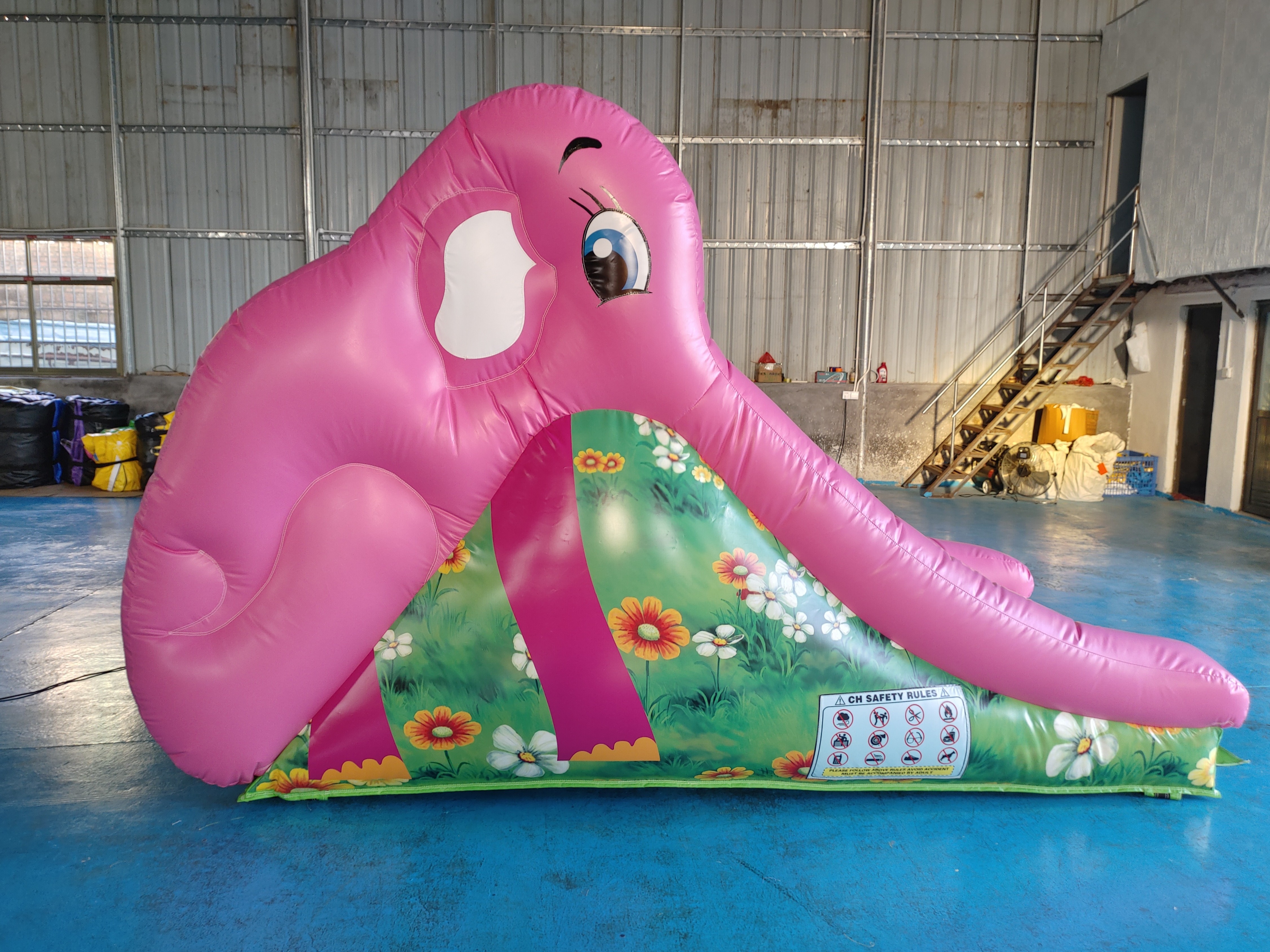 Digital Printing Inflatable Dry Slide Small Inflatable Slide Pink Elephant For Outdoor Indoor For Kids