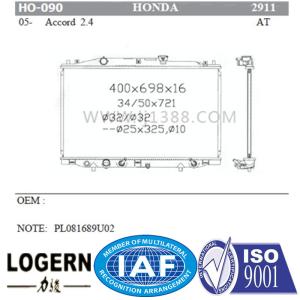 Quality 19010-RAA-A72 HONDA Car Radiator Accord 05 Dpi 2911 wholesale