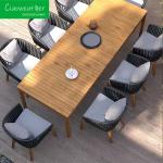 Waterproof Cushioned Teakwood Dining Chair Set for Modern Hotel Outdoor