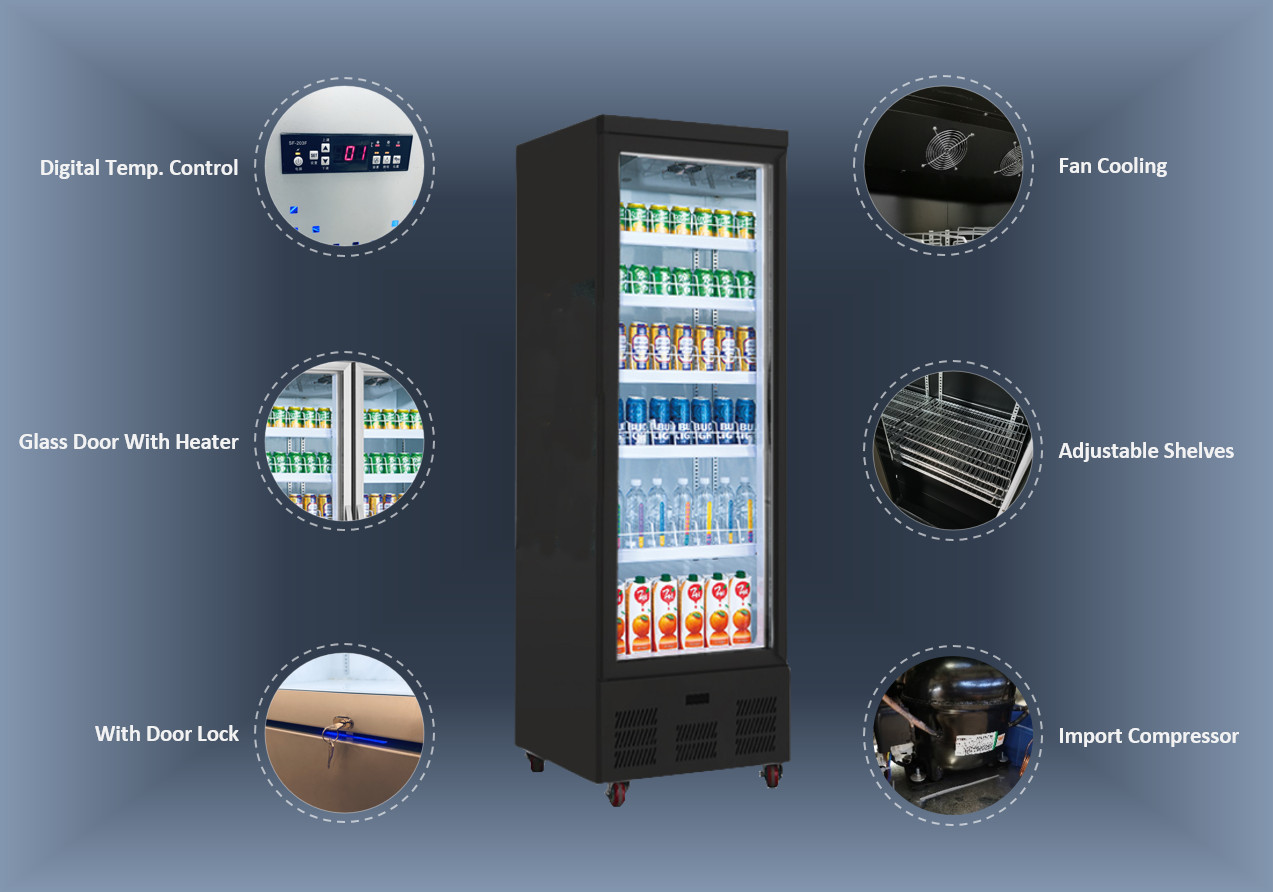 Supermarket 460L Beverage Upright Glass Door Freezer