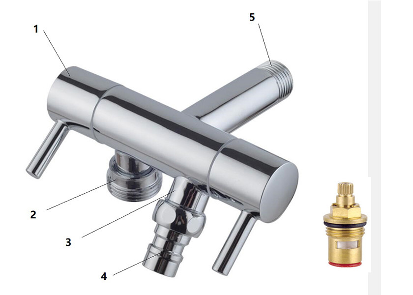 Toilet Angle Valve Double Outlet Connect / Angle Control Valve With Zinc Alloy Knob