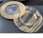 Disposable Glass Clear Charger Plates With Gold Rim Bulk Wedding