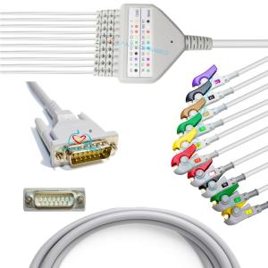 Quality SCHILLE Bionet Patient Monitors ECG EKG Cable With Leads DB15P 10 Lead Clip IEC Standard wholesale