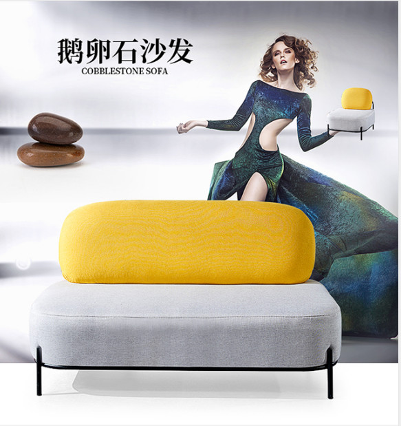 Single Table Fabric Reception Room Wood sofa 76*76*72cm