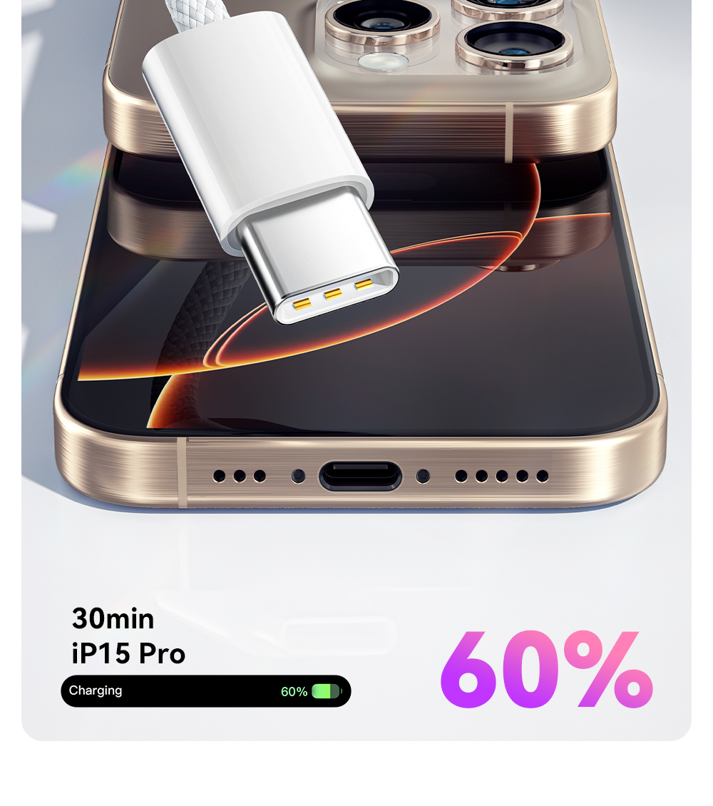 ESSAGER ES-X52 Series PD3.0 USB C To C Cable 60W 3A With TPE Jacket