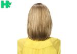 Natural Looking Light Blonde Bob Wig With Bangs High Temperature